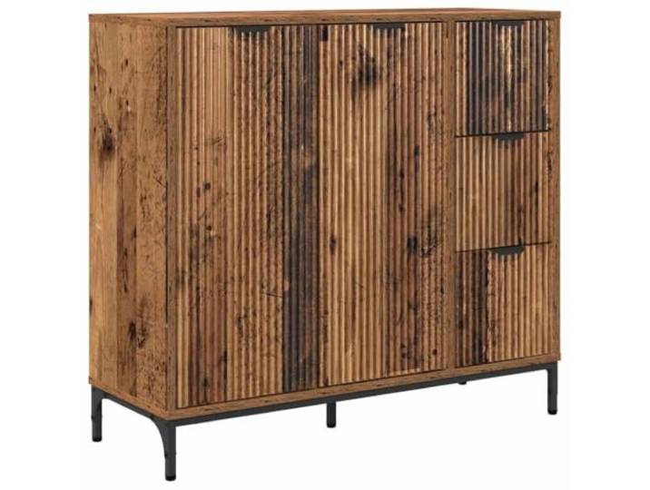 GHVBNMF Sideboard Altholz-Optik 89,5x33x82 cm Kommode Anrichte Vielseitige Anrichte für Wohnzimmer und Küche mit 3 Schubladen, 2 Türen sowie Kippschutz für sicheres Wohnen.