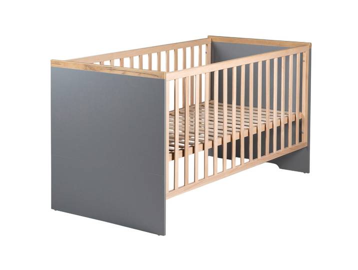 Jimmylee Gitterbett Till, Taupe, Buche, 74x82x142 cm, zum Juniorbett umbaubar, höhenverstellbar, Aufbauanleitung im Karton, Lattenrost inklusive, Schlupfsprossen, Babymöbel, Babybetten, Gitterbett