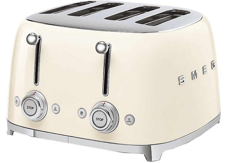 Tostadora - Smeg TSF03CREU, 2000 W, 6 Niveles, Rebanadas cortas, Crema