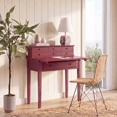 SAFAVIEH Abigail 29.8-Inch Corner Storage Wood Fold Down Desk, Cherry