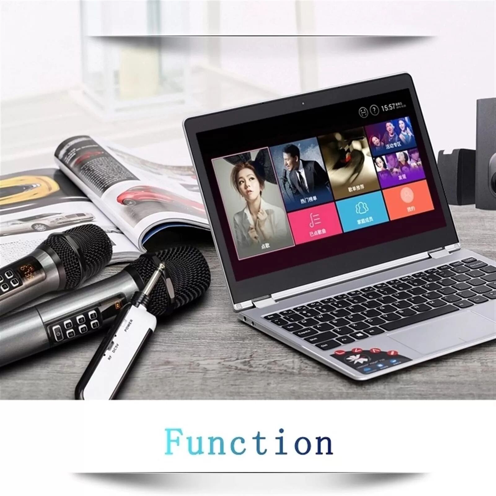 INF Kabelloses Mikrofon im 2er-Pack / Bluetooth Reverb mit Android-Anschlusskabel