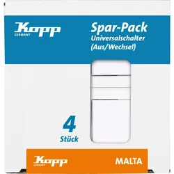 Kopp 622613057 MALTA - Profi-Pack: 4 Universalschalter (Aus-/Wechsel), Farbe: arktisweiß