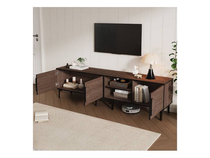 HAUSS SPOLE Lowboard mit Ablagefächer TV-Schrank Lowboard mit Füße Aufbewahrung funktional (Packung, 1 St., 180*35*49cm lowboard Fernsehschrank), mit 2 Schränke, TV-Board mit 2 offene Ablagefächer