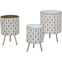 möbel direkt online Blumenkübel-Set 3tlg. Hellen gold/cremeweiß