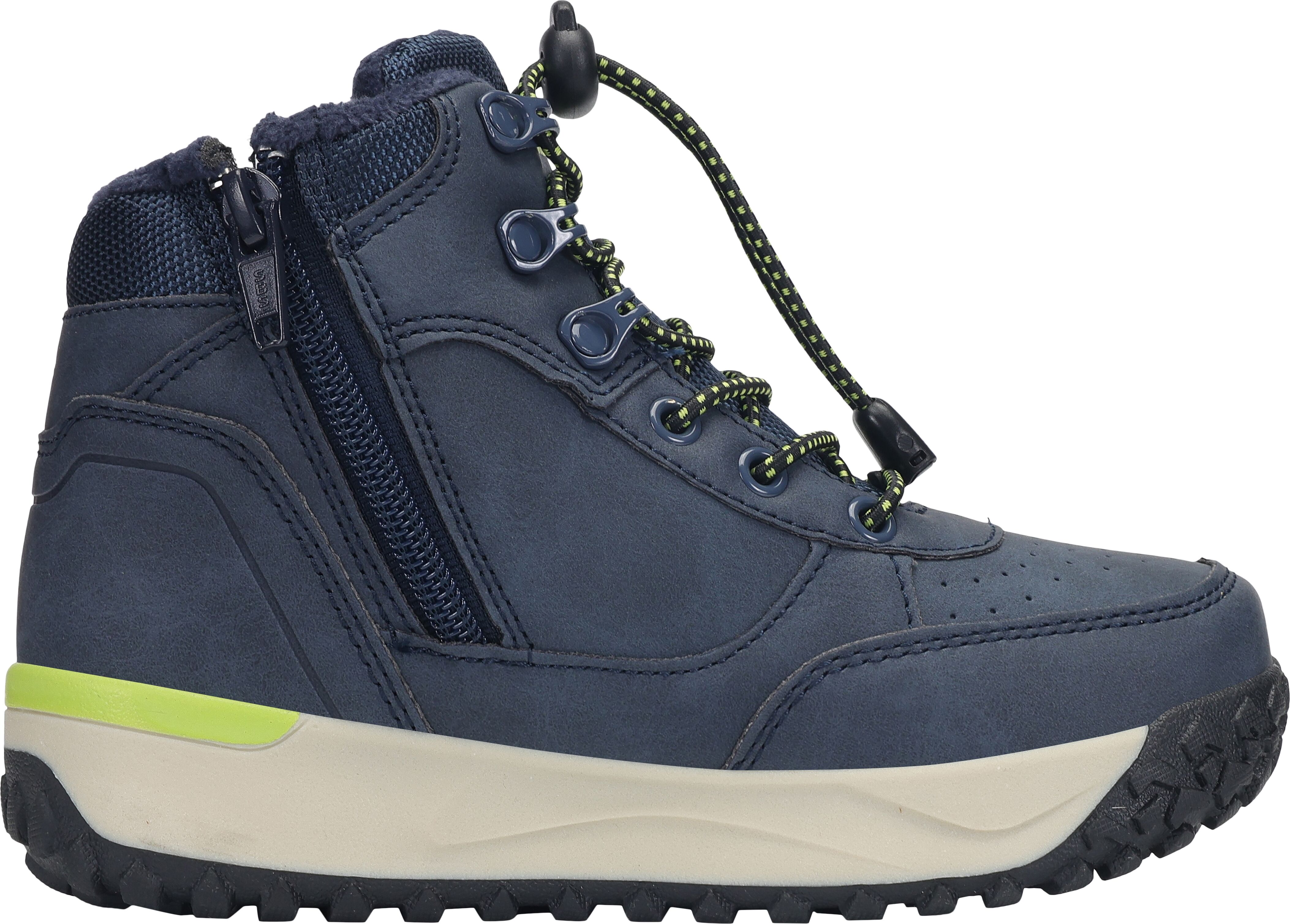 Schnürboots KANGAROOS "K-NB SAULT RV", Jungen, Gr. 33, wasserabweisend wärmend, bunt (dk navy, lime), Synthetik, Textil, Schuhe Schnürboots, Winterschuhe, Winterboots, Schnürstiefel, Winterstiefel