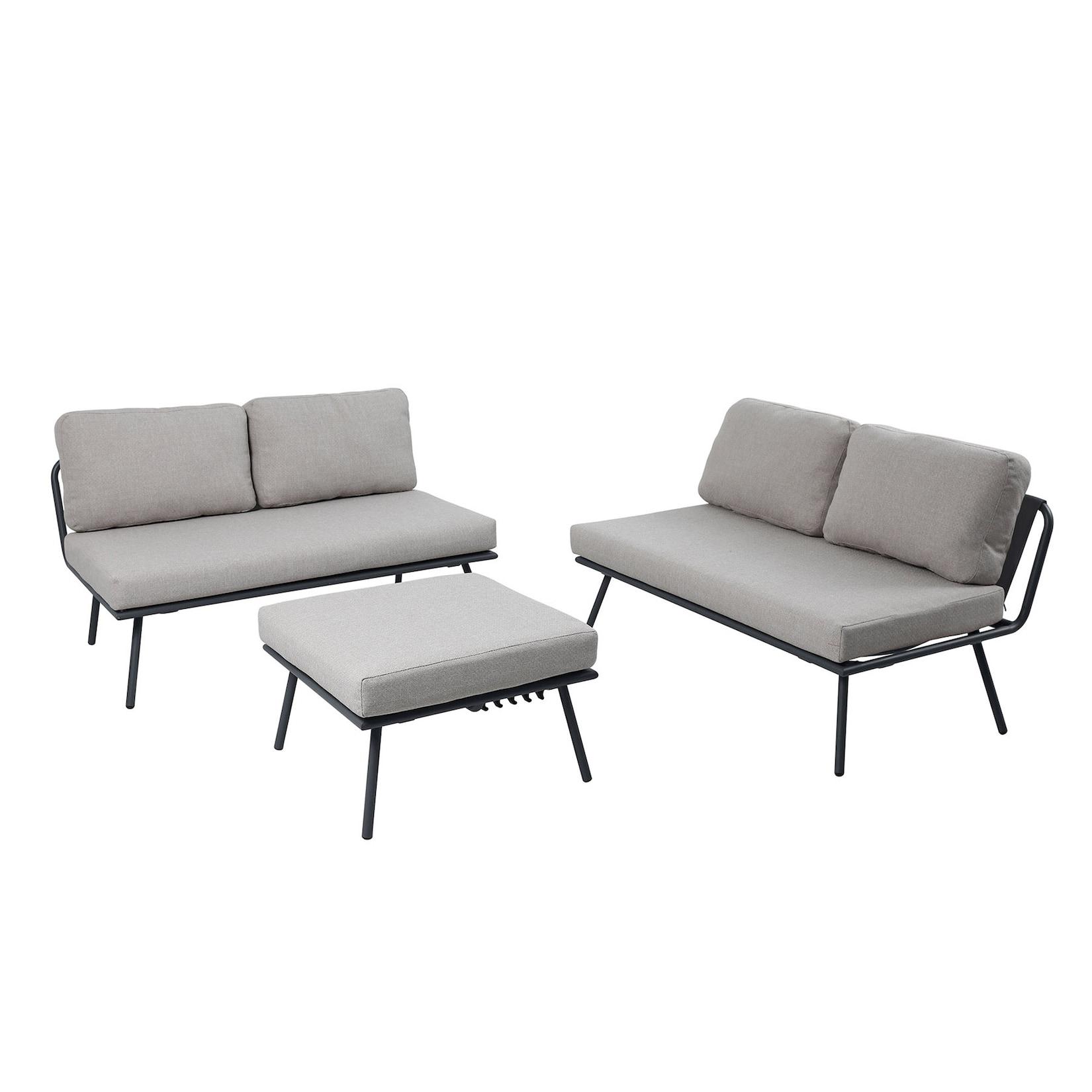 riess-ambiente Outdoor Lounge Sitzgruppe MOBILE MODULAR anthrazit hellgrau mit Tisch wetterfest