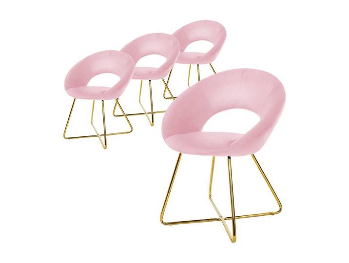 ML-DESIGN Stuhl Samtstuhl Esszimmerstuhl & Wohnzimmerstuhl mit goldenen Metallbeinen (4 St), Design Lounge Polsterstuhl 2er Set Clubsessel Esstisch Samt Rosa