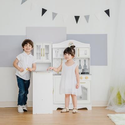 Teamson Kids - Little Chef Upper East Retro Play Kitchen- White/ Gold