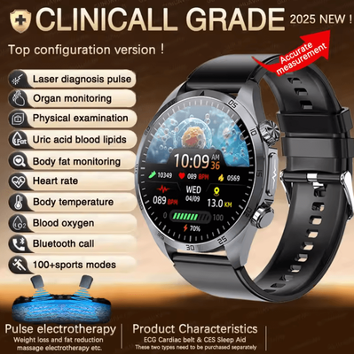 Inspire Curations Advanced AI Health Smartwatch With ECG PPG, Uric Acid & Blood Lipid Monitoring black