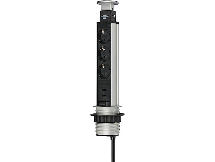 BRENNENSTUHL 1396200013 - Base múltiple retráctil Para mesas Tower Power Con puertos USB