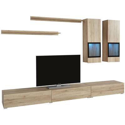 Wohnwand OTTO HOME "Baros", braun (eichefarben san remo), B:270cm, Kastenmöbel-Sets, Wohnwand
