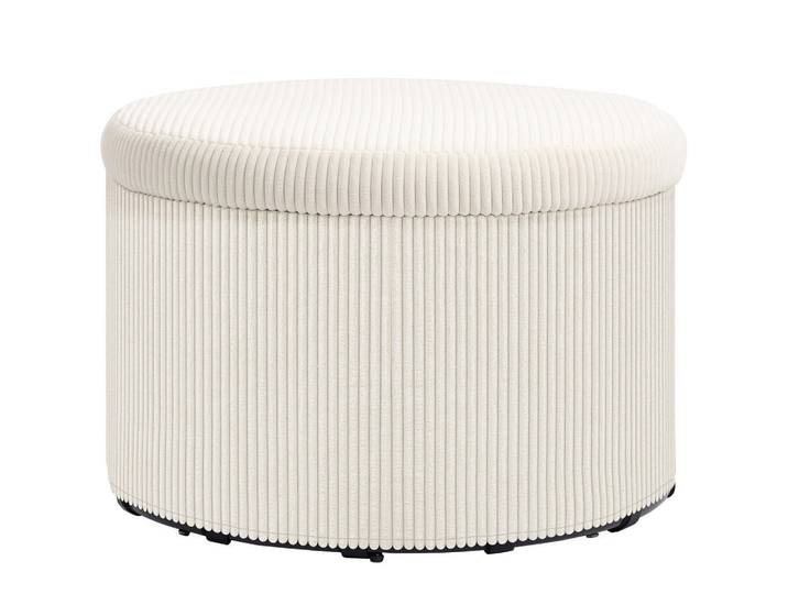 Homcom Sitzhocker mit Stauraum Hocker mit Deckel, Runder Polsterhocker für Wohnzimmer, Beige, Holzwerkstoff, 60x41x60 cm, Wohnzimmer, Sessel, Hocker, Sitzhocker