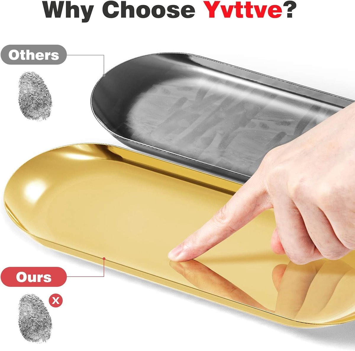 Gouden decoratief dienblad voor sieraden en accessoires - Roestvrijstalen organisator voor badkamer en keuken
