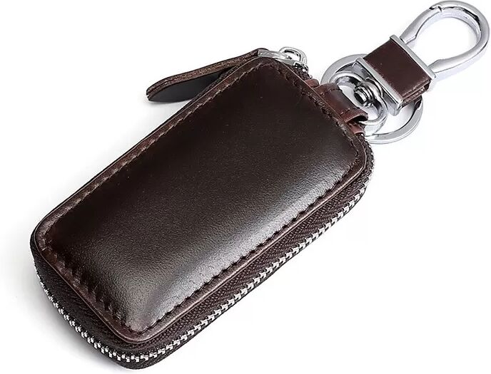 INF Étui à clés de voiture en cuir véritable Marron