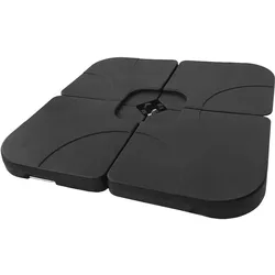 Livingandhome Sonnenschirmfuß 4er-Set aus HDPE  in Schwarz quadratisch mit Wasser oder Sand befüllbar wetterfest und standfest