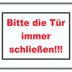 Schild Bitte die Tür immer schließen rot-weiss-schwarz A0 Rückseite selbstklebend