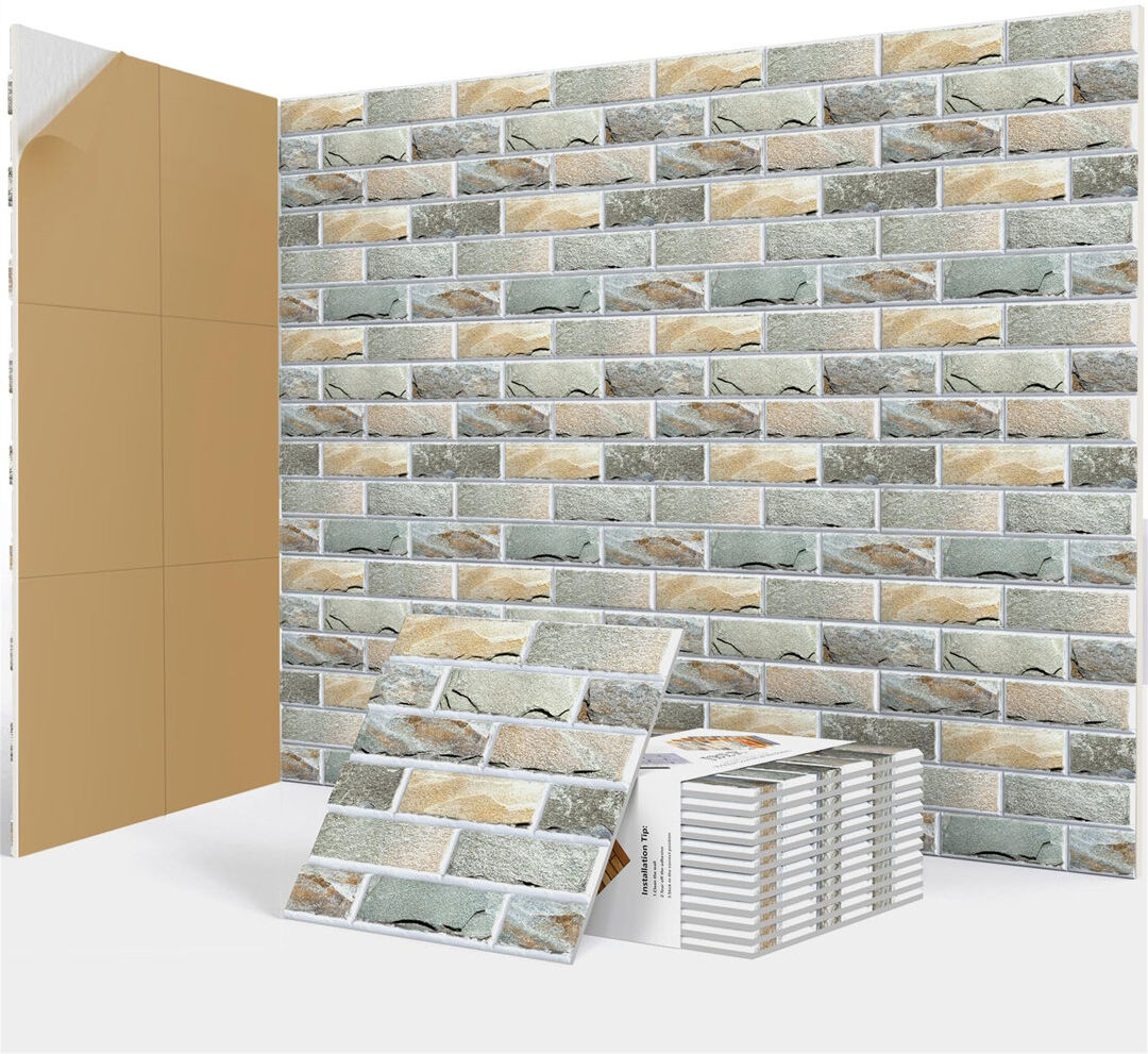 Naomi 12 Pack Acoustic Panels Self-Adhesive, Brick Sound Proofing Panels Green 30cm H