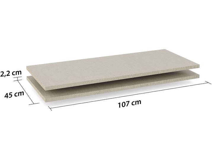 Einlegeboden RAUCH Zubehör für Rauch-Schwebetürenschränke BLUE , beige (leinenoptik hell), B:107cm H:1,6cm T:45cm, Holzwerkstoff, Einlegeböden, Einlegeboden, 2er-Set Breite 107 cm, Tiefe 45 cm