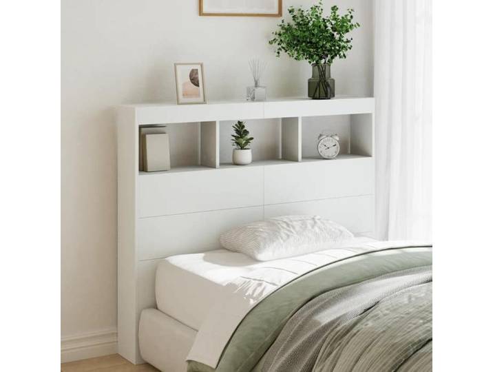 SALE 2026  Tête de lit Blanc - Armoire tête de lit avec LED blanc 120x17x102cm PRO957641813