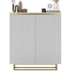 HIGHBOARD Selene 2D Weiß Matt 111 cm goldfarbener Rahmen