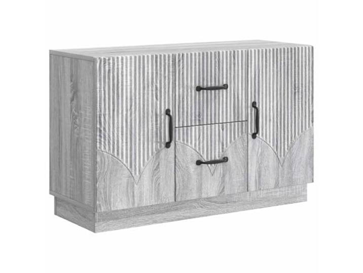 KPOTUERTU Sideboard Graues Sonoma 89 x 34,5 x 57 cm Holzwerkstoff Fächer und Regale, Türen, Schiebemechanismus, Wohnbereich, Geschirr, Textilien, Montage nötig