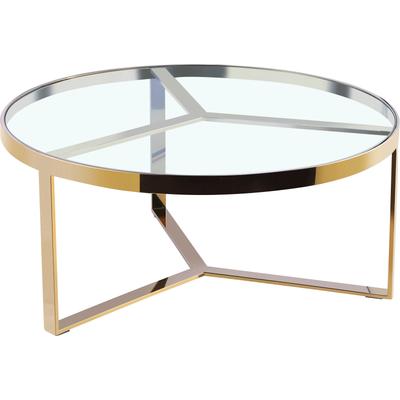Couchtisch LEONIQUE "Palmer", gold (goldfarben, goldfarben), B:90cm H:40cm T:90cm, Tische, Couchtisch, Runder Couchtisch, gold, Chrom, Glasplatte, Gestell, 90x90x40