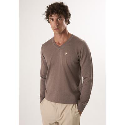 V-Ausschnitt-Pullover FELIX HARDY "Pullover mit V-Ausschnitt", Herren, Gr. XXL, braun, 100% Baumwolle, V-Ausschnitt, Pullover