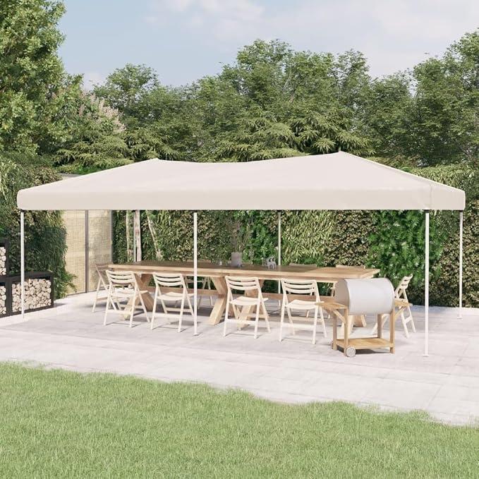 Partyzelt Faltbar Creme 3x6 m Pavillon Gartenzelt Pergola Faltpavillon mit UV Schutz und wasserdichtem Dach für Outdoor Camping Grillen Terrasse Event