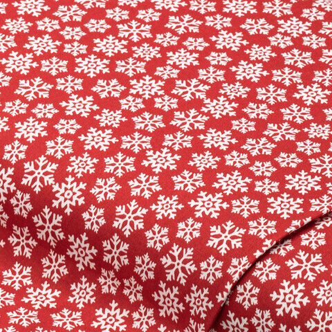 Baumwollstoff Eiskristalle "Sina", rot/weiß