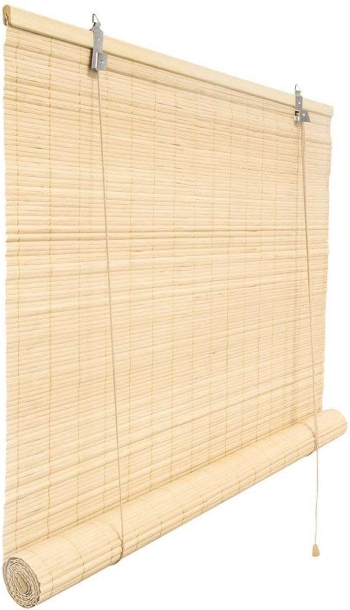 Merkloos Bamboe Rolgordijn Opaque B: 130 cm, H: 160 cm