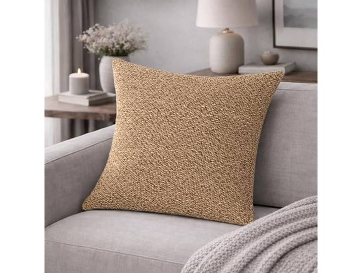 HOME WOHNIDEEN Housse de Coussin\, Aspect Lin\, sans Rembourrage\, Couleur : Caramel\, Dimensions : 50 x 50 cm\, Nombre : 1