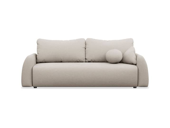 Dreisitziges ausklappbares Sofa Nubelle mit Stauraum, hellbeiger