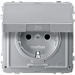 Merten MEG2310-7260 SCHUKO-Steckdose mit Klappdeckel, Berührungsschutz, Steckklemmen, aluminium, AQUADESIGN MEG23107260