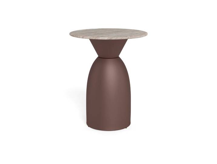 Mid.you Couchtisch Ferrol, Grau, Bronzefarben, Metall, Stein, rund, Sockel, 40x50x40 cm, Wohnzimmer, Wohnzimmertische, Couchtische, Couchtische Marmor