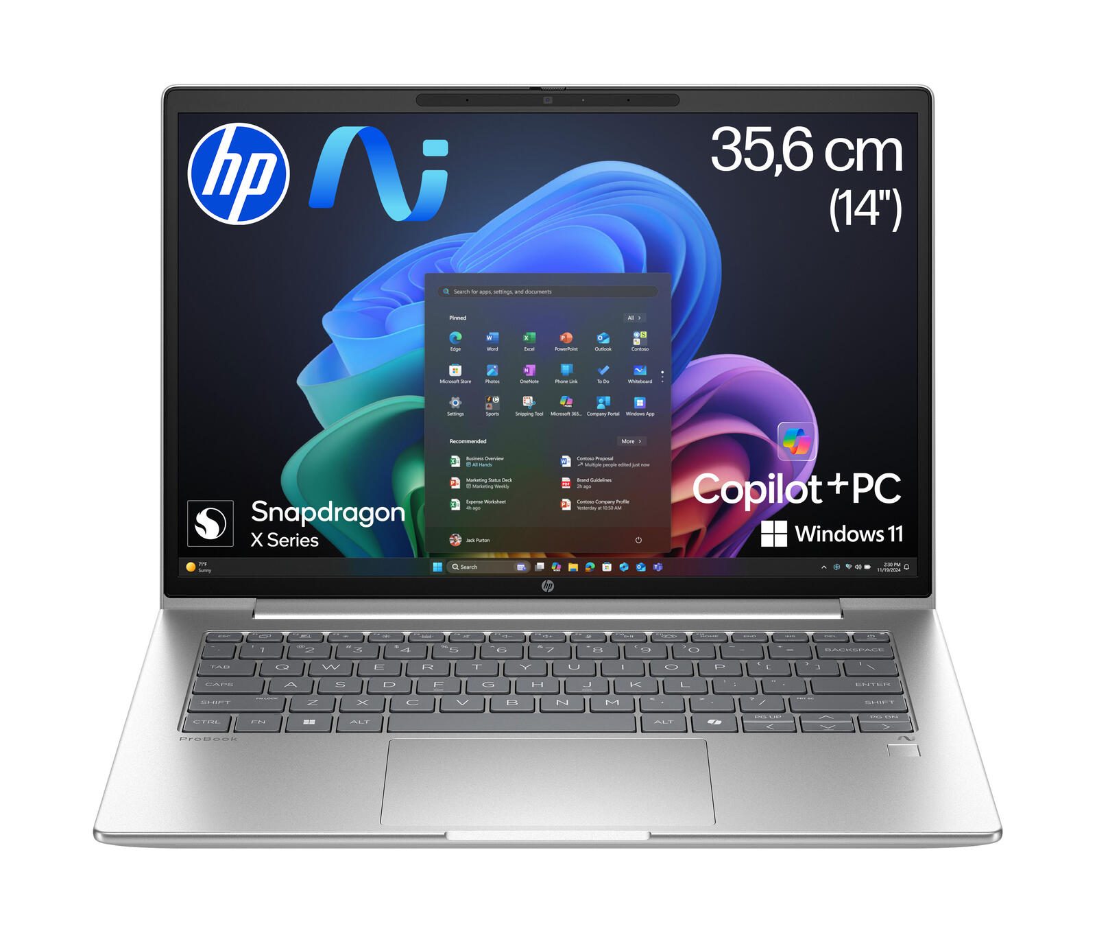 HP Inc. HP ProBook 4 G1q Snapdragon® X X1-26-100 Notebook Next Gen AI 35,6 cm (14") D6JU7ES#ABD