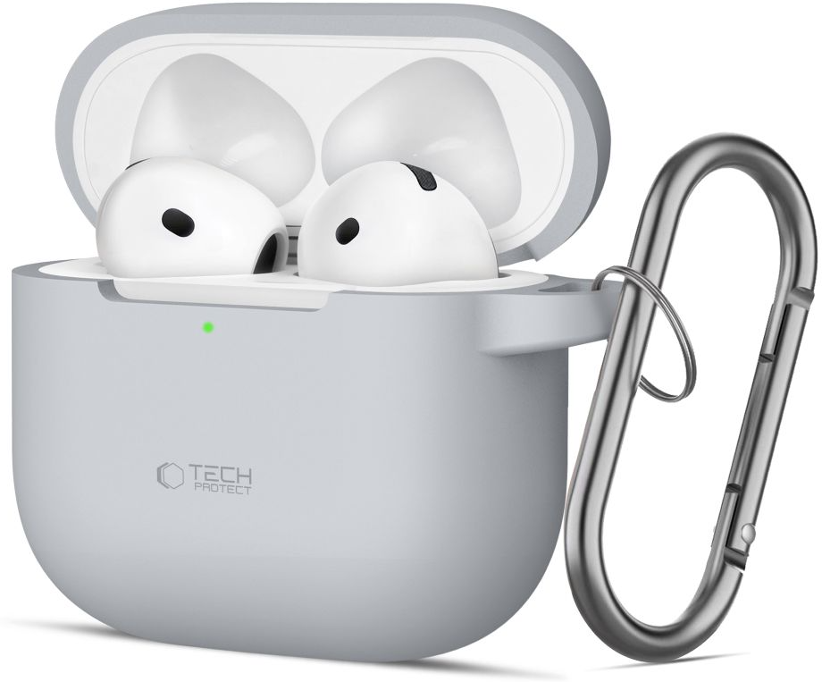 Tech-Protect Apple AirPods (5. & 4. Gen.) Silikone Cover m. Karabinhage - Grå