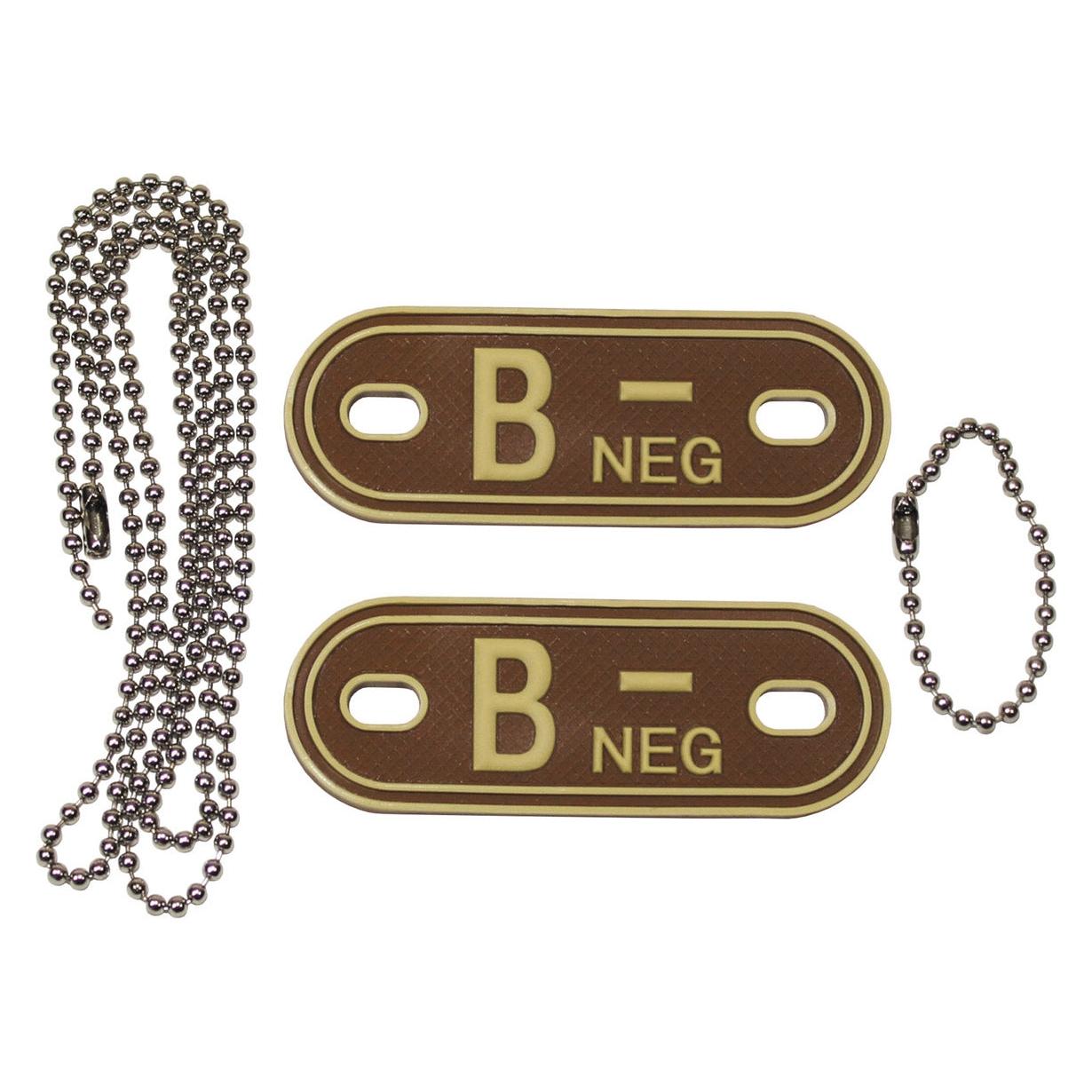 Mfh Blutgruppenmarke, mit Kette, desert, "B NEG", 3D (Erste Hilfe Set Zubehör) (33512145)