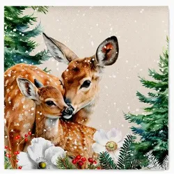Weihnachtsserviette Kemi aus Linclass® Airlaid, 40 x 40 cm, 1/4 Falz, 50 Stück - Reh + Kitz