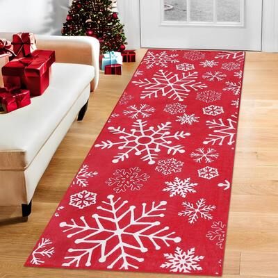 Garvee Christmas Allover Snowflake Indoor Decorative Area Rug