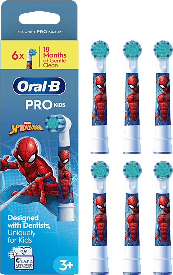 Recambio para cepillo dental - Oral-B Pro Kids 3+, Cabezales de recambio Marvel Spiderman, +3 años, Pack 6 unidades