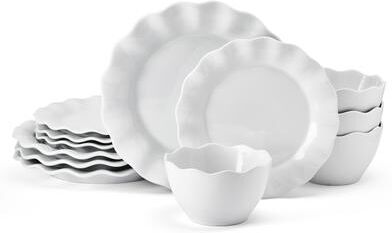 FITZ & FLOYD Everyday White Scallop 12-Piece Dinnerware Set, Service for 4