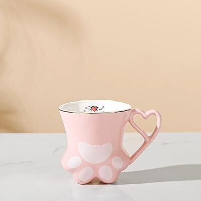Uplift Essentials Ceramic Gold Accented Cat Scratch Mug pink