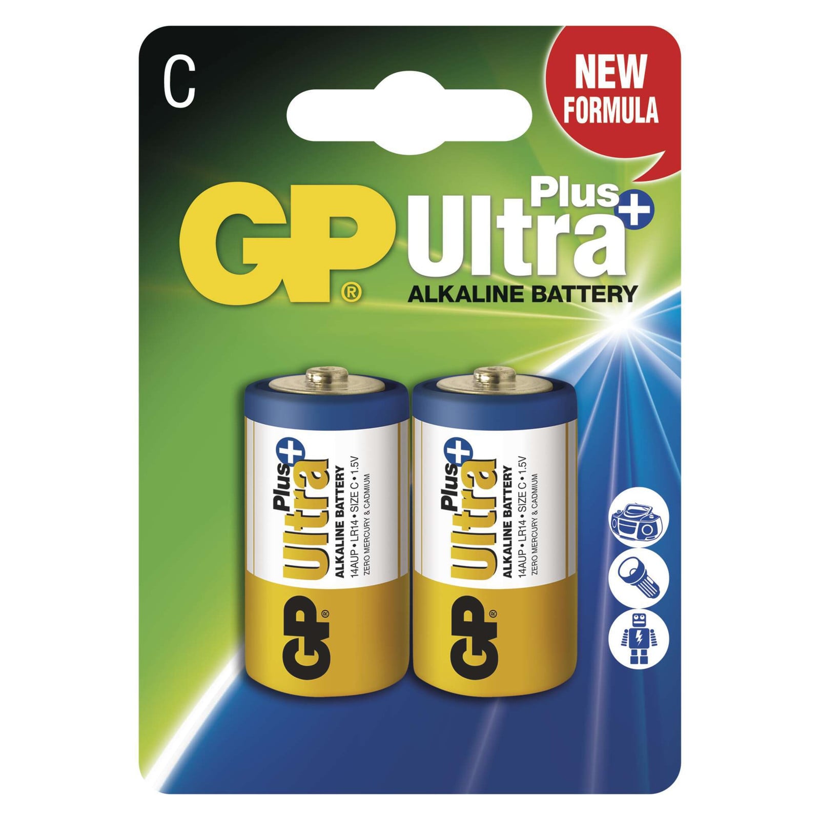 GP Batteries Ultra Plus Alkaline C Wegwerpbatterijen 1,5 V, 2 stuks