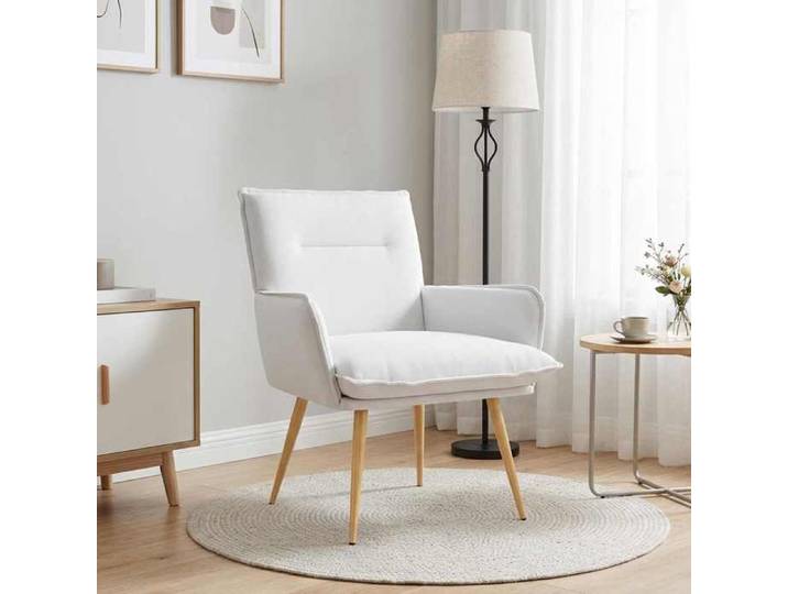 Chaise simple - élégant - Fauteuil Blanc Tissu_7523
