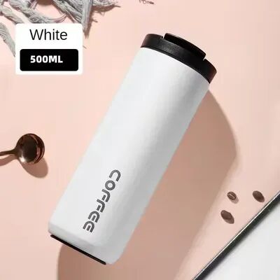 Uplifted Trends Insulated Coffee Mug Stainless Steel Travel Flask Leakproof Thermo Bottle For Hot & Cold Beverages white
