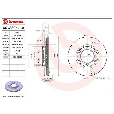 Brembo Bremsscheibe [Hersteller-Nr. 09.A304.10] für Mitsubishi