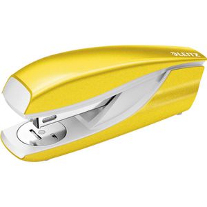 Leitz Heftgerät 5502-10-16, NeXXt WOW, inkl. 200 Heftklammern, mit Entklammerer, gelb metallic, Heftleistung 30 Blatt
