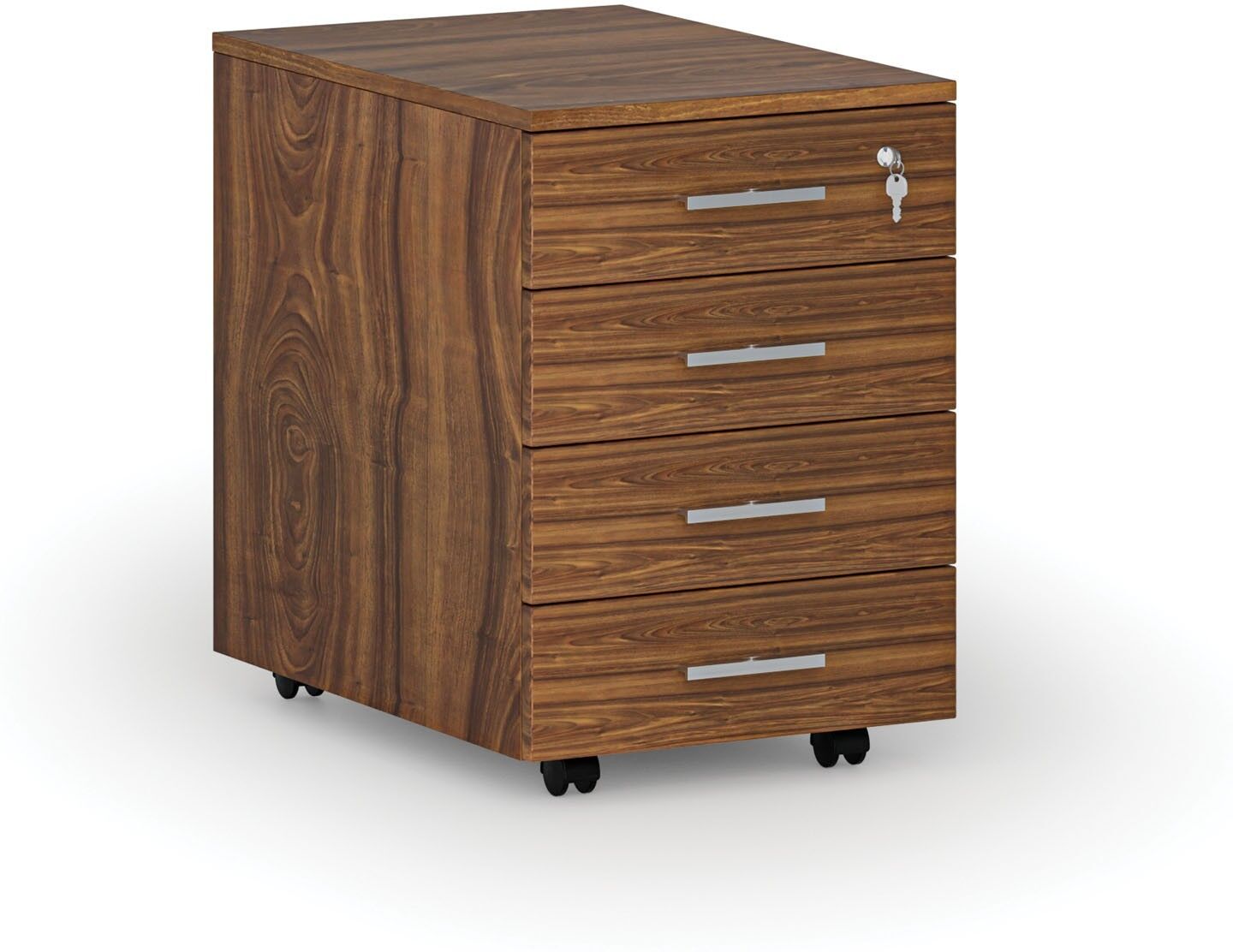 B2B Partner Büro-Rollcontainer SOLID, 4 Schubladen, Nussbaum