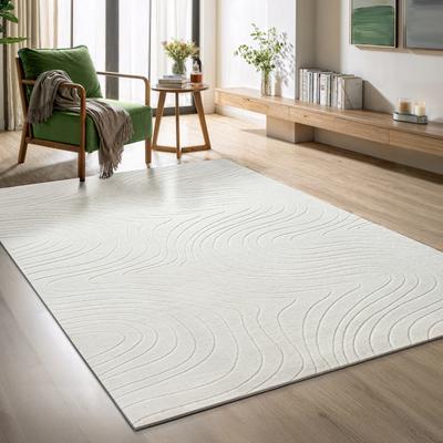 Teppich OTTO HOME "Novva", creme, B:120cm H:8mm L:160cm, Polyester, Teppiche, Teppich, mit Anti-Rutsch-Rücken und 3D-Optik
