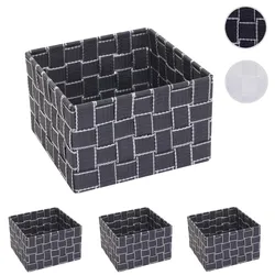 4er-Set Aufbewahrungskorb HWC-C37, Dekokorb Korb Körbchen Aufbewahrung Regalkorb Deko 12x19x19cm ~ dunkelgrau